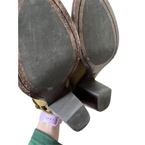 Frye Dani Shield Sling Back Booties Size 7M Green Suede - Picture 12 of 13